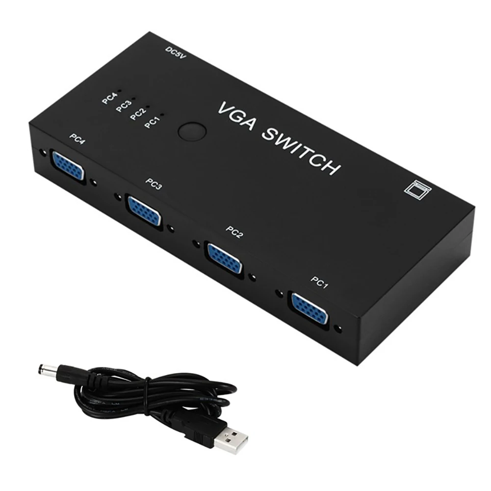 

VGA Switch Box 4 Port SVGA Audio Video Switcher 4 Hosts In 1 Display Screen 4 Input+1 Output Suitable For Multiple Devices