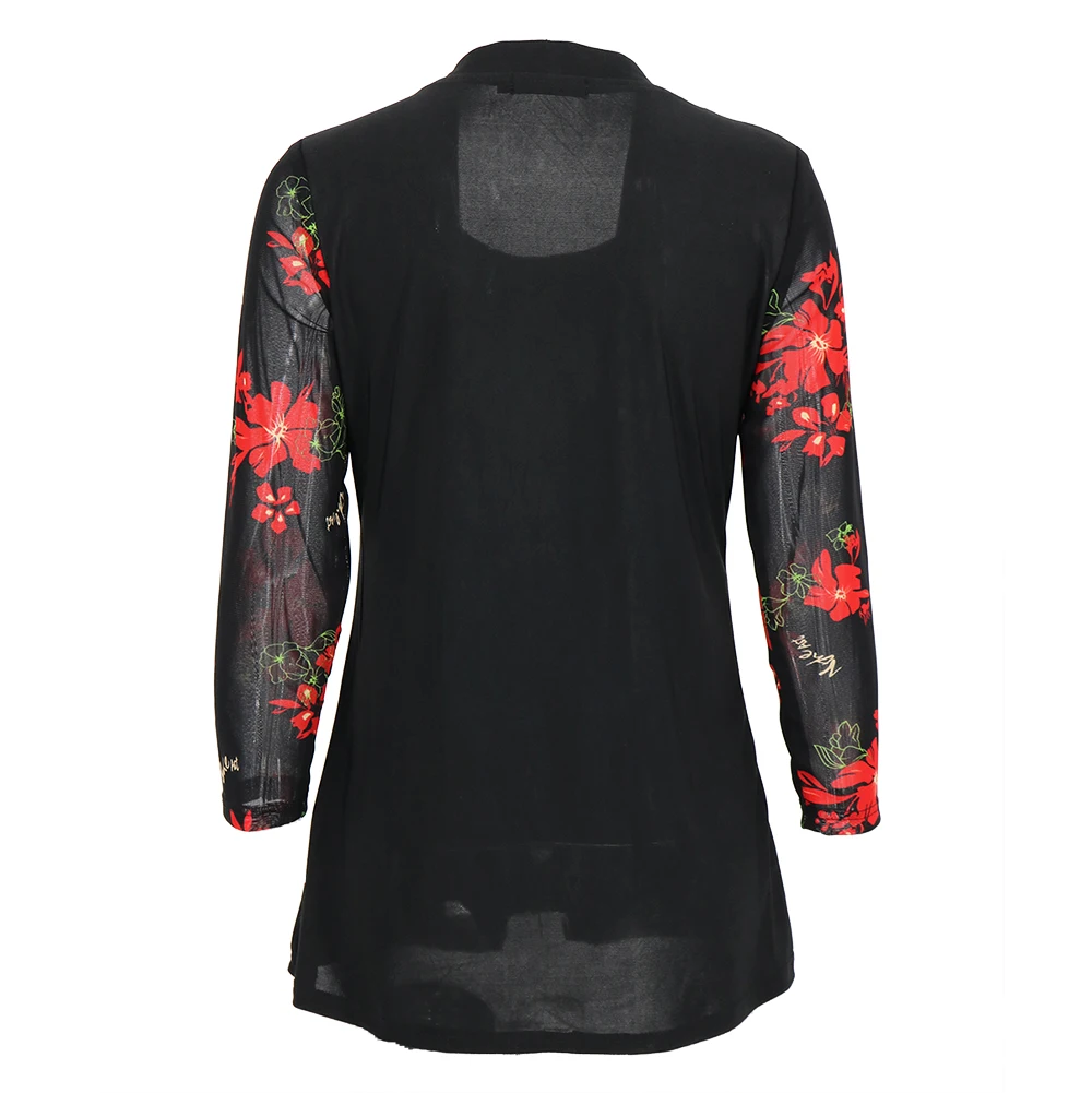 YTL Женская винтажная блузка с цветочным принтом рубашка длинным рукавом сетчатая
