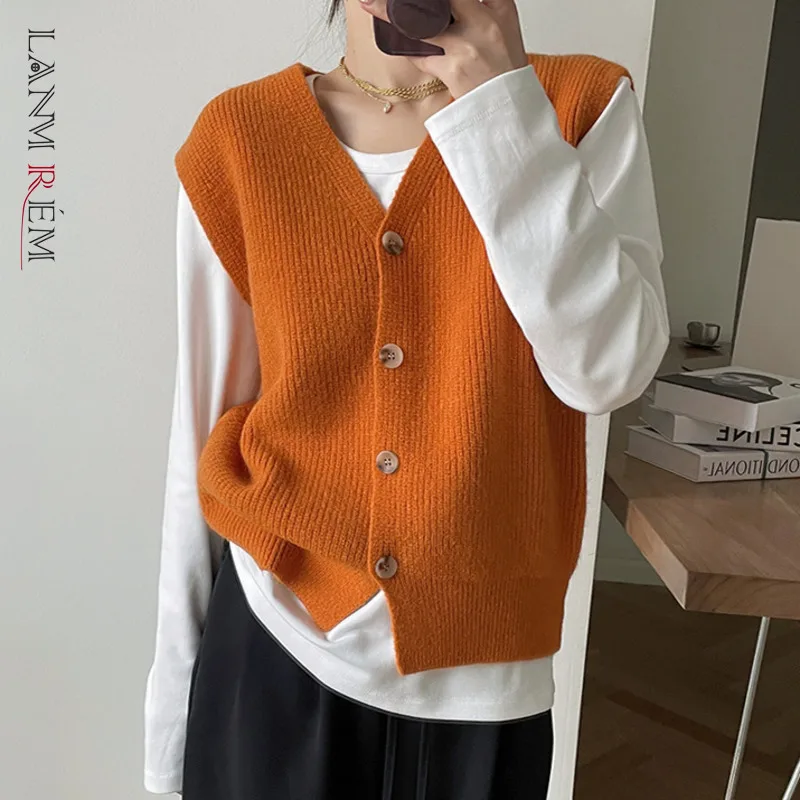 LARMREM Knitted Vest Female 2022 Spring Autumn New Solid Color Single Breasted Sweater Top Women's Fashion Clothes 2W1361
LARMREM Knitted Vest Female 2022 Spring Autumn New Solid Color Single Breasted Sweater Top Women's Fashion Clothes 2W1361