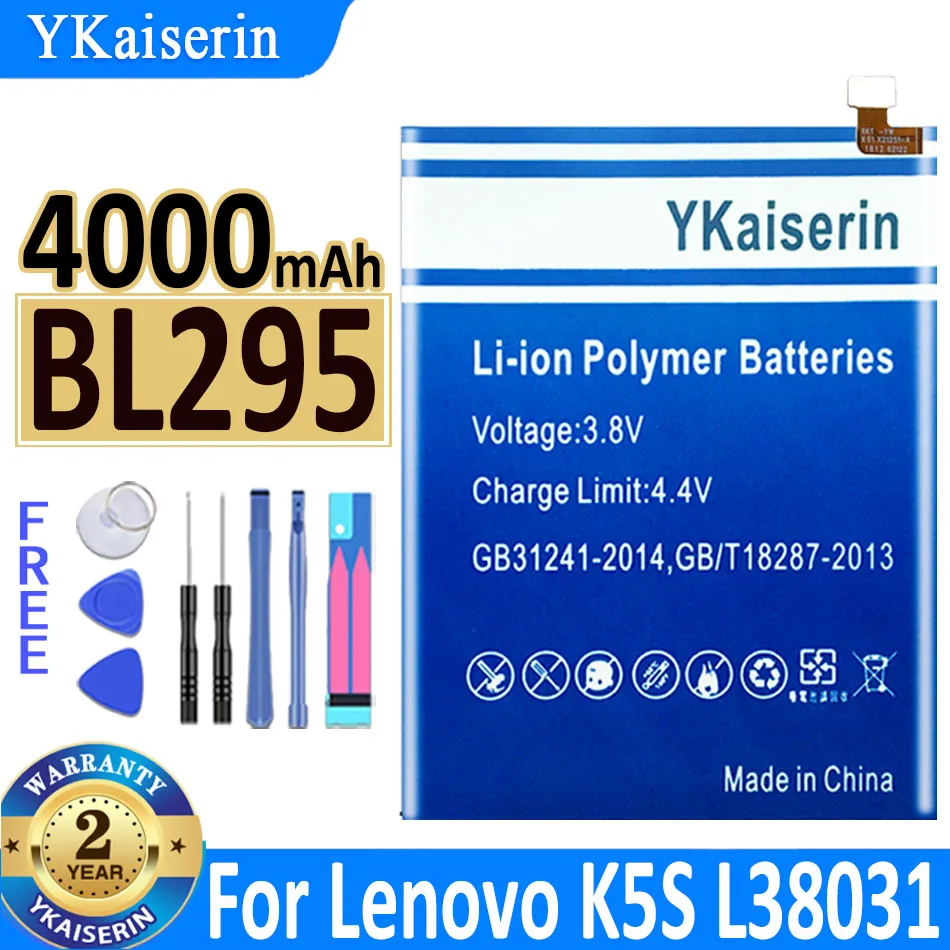For LENOVO BL295 Original YKaiserin Battery 4000mAh For LENOVO K5S L38031 Smartphone Battery Free Tools
For LENOVO BL295 Original YKaiserin Battery 4000mAh For LENOVO K5S L38031 Smartphone Battery Free Tools