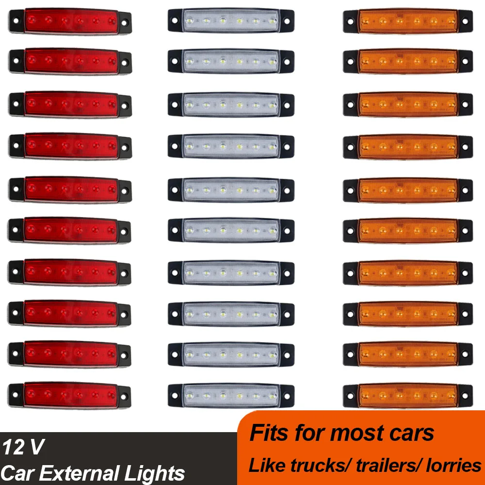 10 Pcs Car External Lights 12V LED Car Bus Truck Lorry Side Marker Indicator 6 LED Car Turn Signal Lights Side Warning Lamp
10 Pcs Car External Lights 12V LED Car Bus Truck Lorry Side Marker Indicator 6 LED Car Turn Signal Lights Side Warning Lamp