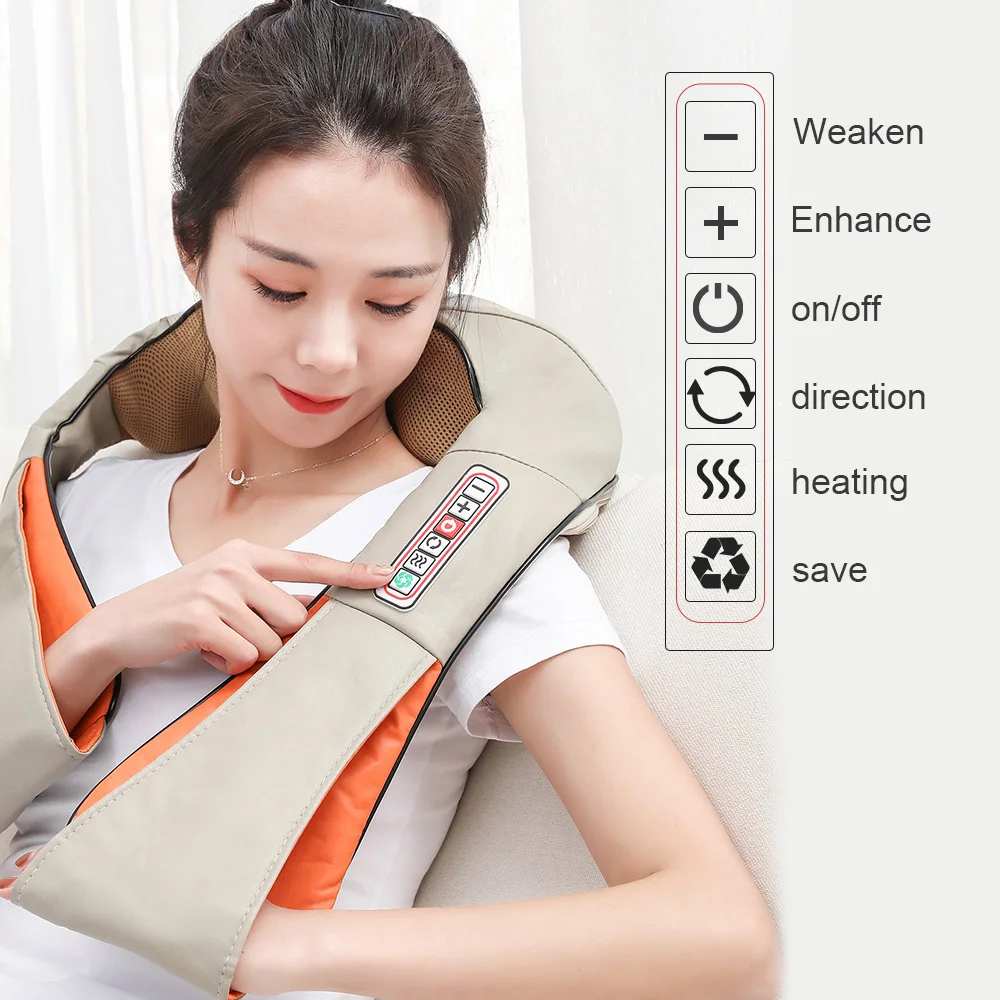 

4/6 Keys Cervical Spine Massage Shawl 4D Home Car Neck Shoulder Massager Electric Hot Compress Kneading Waist Neck Waist Massage