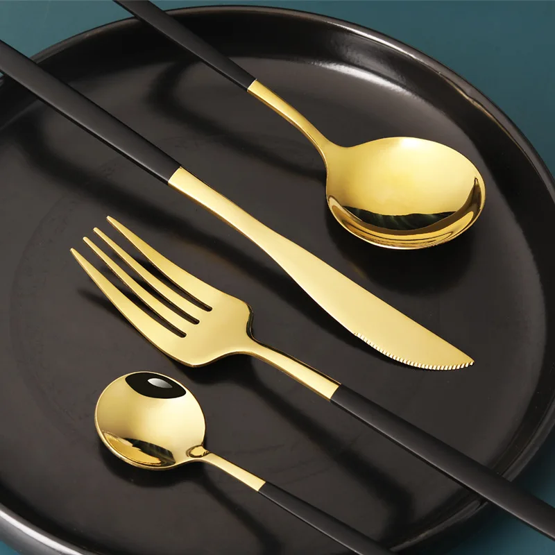 Gold Color Stainless Steel Knife Fork Spoon Dinnerware Set For Home Dinner Tableware Set Cutlery Silverware Flatware 20 Pcs/Set
Gold Color Stainless Steel Knife Fork Spoon Dinnerware Set For Home Dinner Tableware Set Cutlery Silverware Flatware 20 Pcs/Set