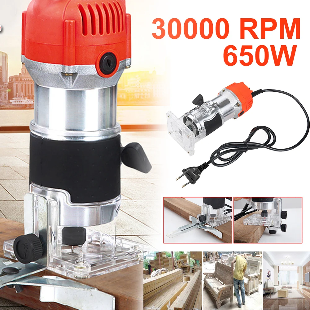 Power Tools 650W 30000rpm Woodworking Electric Trimmer Wood Milling Engraving Slotting Trimming Machine Hand Carving Machine EU
Power Tools 650W 30000rpm Woodworking Electric Trimmer Wood Milling Engraving Slotting Trimming Machine Hand Carving Machine EU