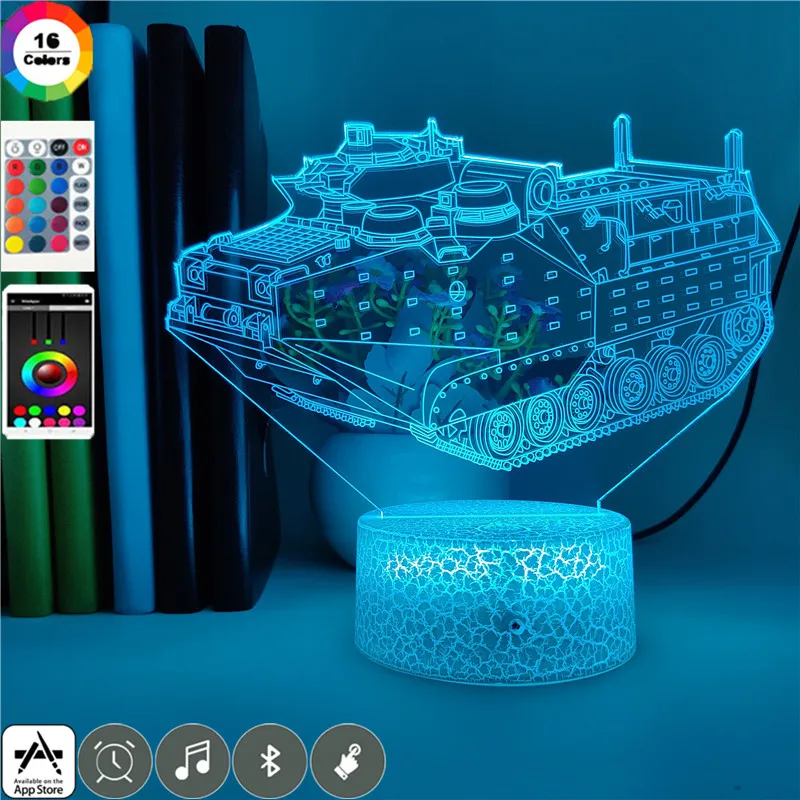 Cool Vehicle 3d Acrylic Light Battle Tank LED Night Light for Boys Children 7/16 Colorful Decorative Table Nightlamp Home Gifts
Cool Vehicle 3d Acrylic Light Battle Tank LED Night Light for Boys Children 7/16 Colorful Decorative Table Nightlamp Home Gifts