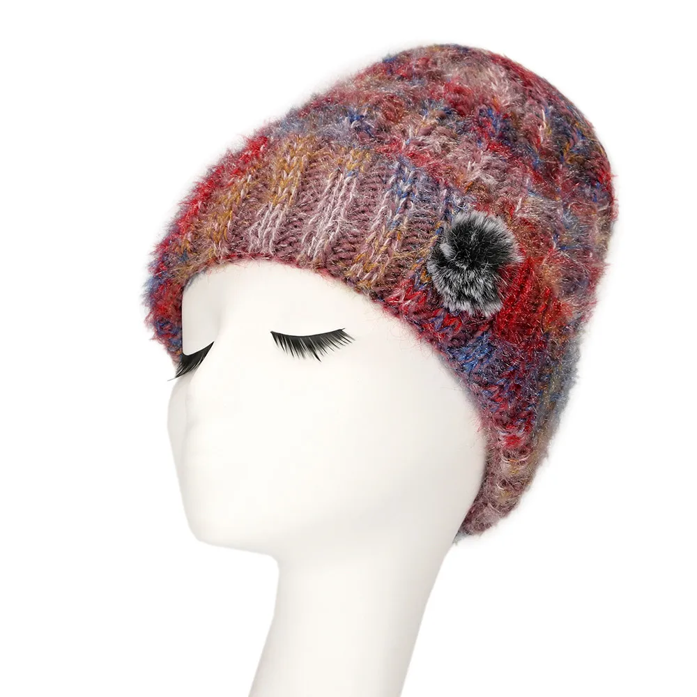 2019 Winter Warm Female Knitted Hat Trendy Casual Double Thickening Soft Beanies Simple Outdoor Hemming Skullies Cap | Аксессуары для