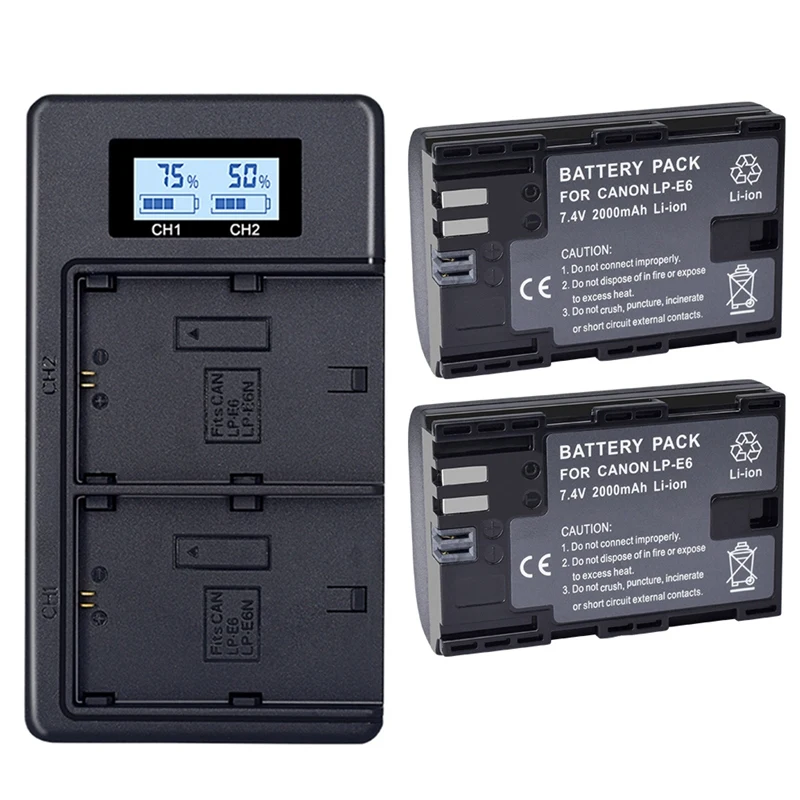 2X Lp-E6 E6N Battery 2000Mah + Lcd Dual Charger for Canon Eos 5Ds R 5D Mark Ii 5D Mark Iii 6D 7D 80D Eos 5Ds R Camera
2X Lp-E6 E6N Battery 2000Mah + Lcd Dual Charger for Canon Eos 5Ds R 5D Mark Ii 5D Mark Iii 6D 7D 80D Eos 5Ds R Camera
