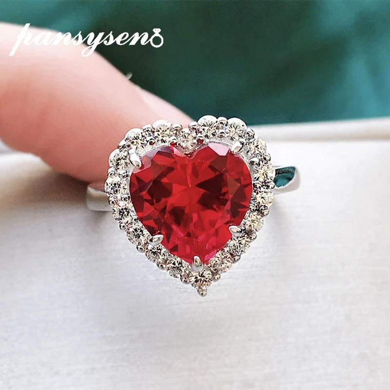 PANSYSEN Viatage Heart 100% 925 Sterling Silver Ruby Sapphire Gemstone Wedding Engagement Diamond Ring Fine Jewelry Wholesale
PANSYSEN Viatage Heart 100% 925 Sterling Silver Ruby Sapphire Gemstone Wedding Engagement Diamond Ring Fine Jewelry Wholesale