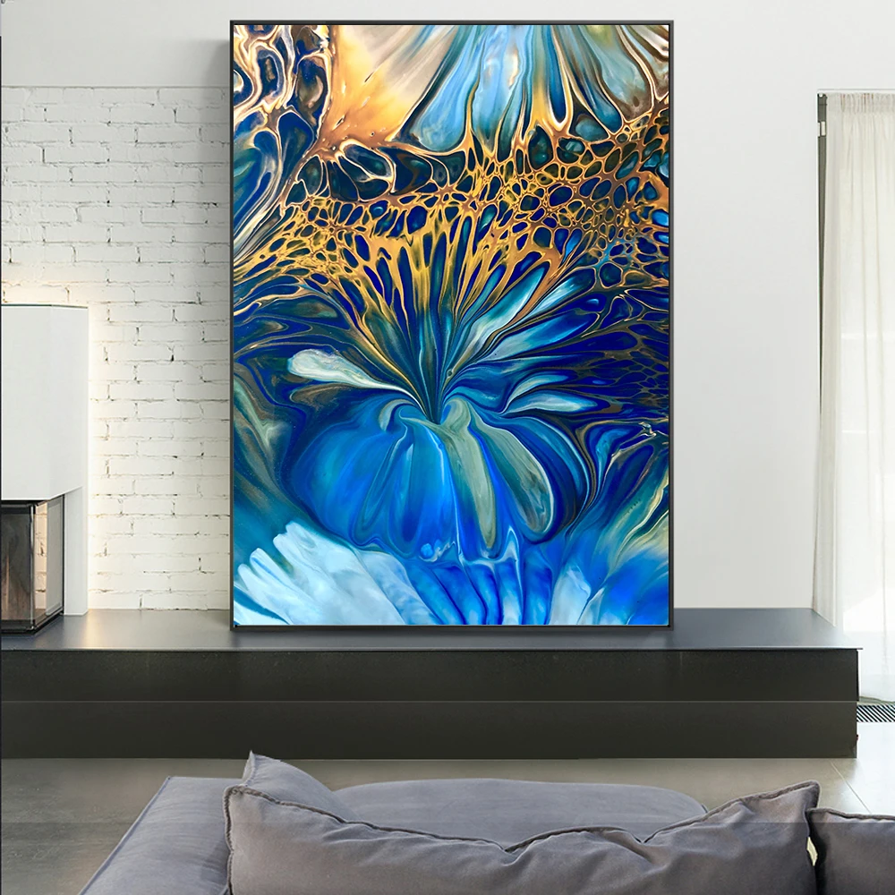 Abstract Blue Golden Flower Picture Wall Poster Modern Blue Golden Canvas Print Painting Art Aisle Living Room Unique Decoration
Abstract Blue Golden Flower Picture Wall Poster Modern Blue Golden Canvas Print Painting Art Aisle Living Room Unique Decoration