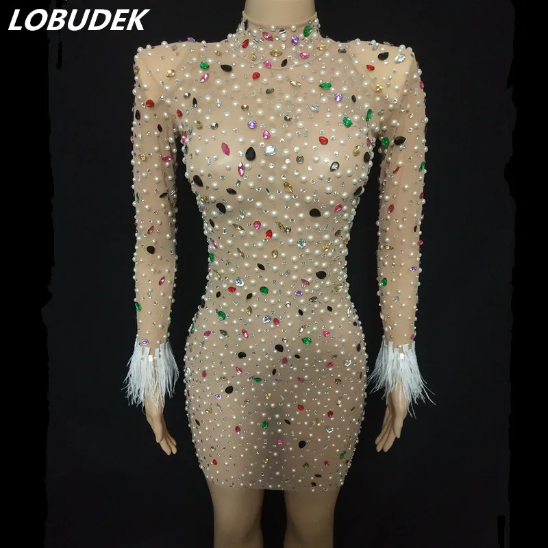 Multi-color Rhinestones Mesh Elastic Mini Dress Women Birthday Prom Evening Party Luxury Crystals Stones Dresses Singer Costume
Multi-color Rhinestones Mesh Elastic Mini Dress Women Birthday Prom Evening Party Luxury Crystals Stones Dresses Singer Costume