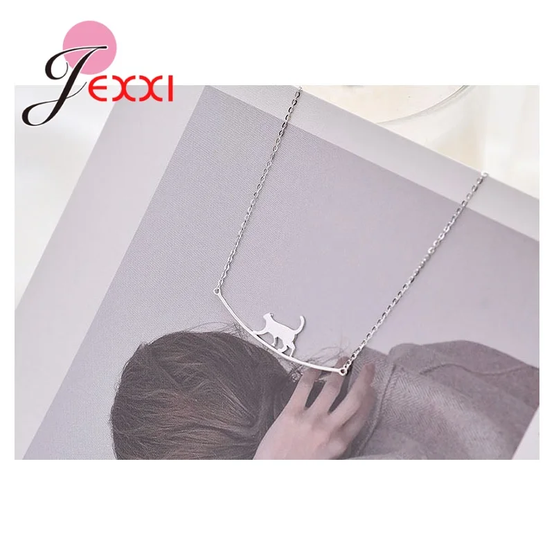 Lovely 925 Sterling Silver Cute Cat Curve Pendant Necklace for Women Girls Animal Necklace Fashion Jewelry Gift Wholesale
Lovely 925 Sterling Silver Cute Cat Curve Pendant Necklace for Women Girls Animal Necklace Fashion Jewelry Gift Wholesale