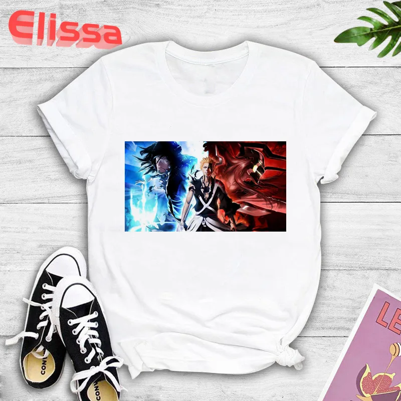 Japanese Anime Bleach Graphic Print T Shirt Women Ichigo Funny T-shirt Kawaii Cartoon Death Note Tees Harajuku Unisex Female 
Japanese Anime Bleach Graphic Print T Shirt Women Ichigo Funny T-shirt Kawaii Cartoon Death Note Tees Harajuku Unisex Female