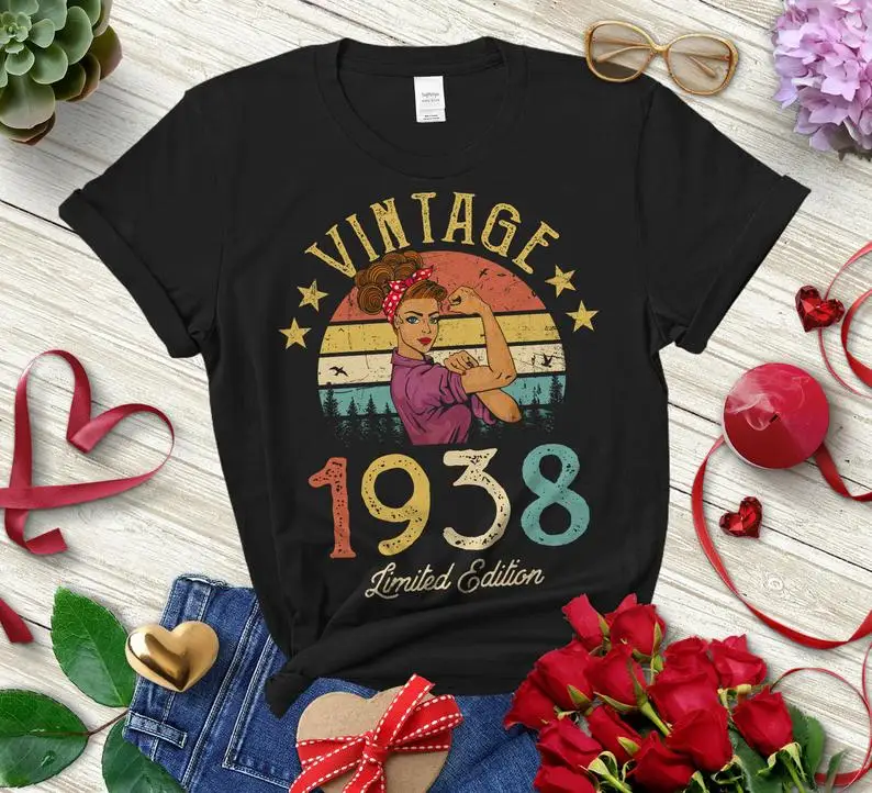 Vintage 1938 Limited Edition Retro Womens T-Shirt Funny 83rd Birthday Gift Harajuku Female Clothing Cotton Short Sleeve Top Tees
Vintage 1938 Limited Edition Retro Womens T-Shirt Funny 83rd Birthday Gift Harajuku Female Clothing Cotton Short Sleeve Top Tees