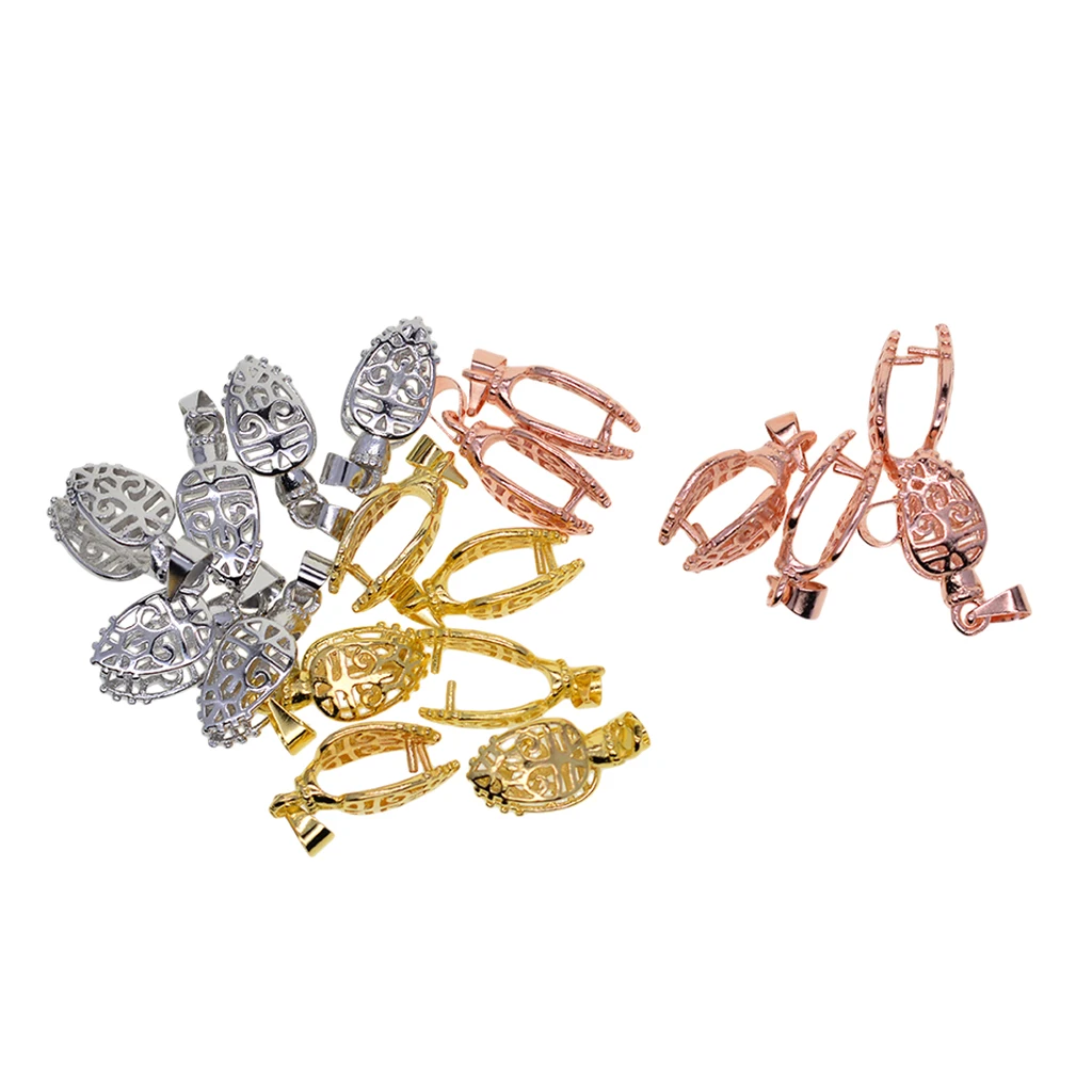 18 Piece 3 Colors Brass Filigree Necklace Pendant Dangle Charms Pinch Bails Clasp Clip Jewelry Making Findings Connectors | Украшения и