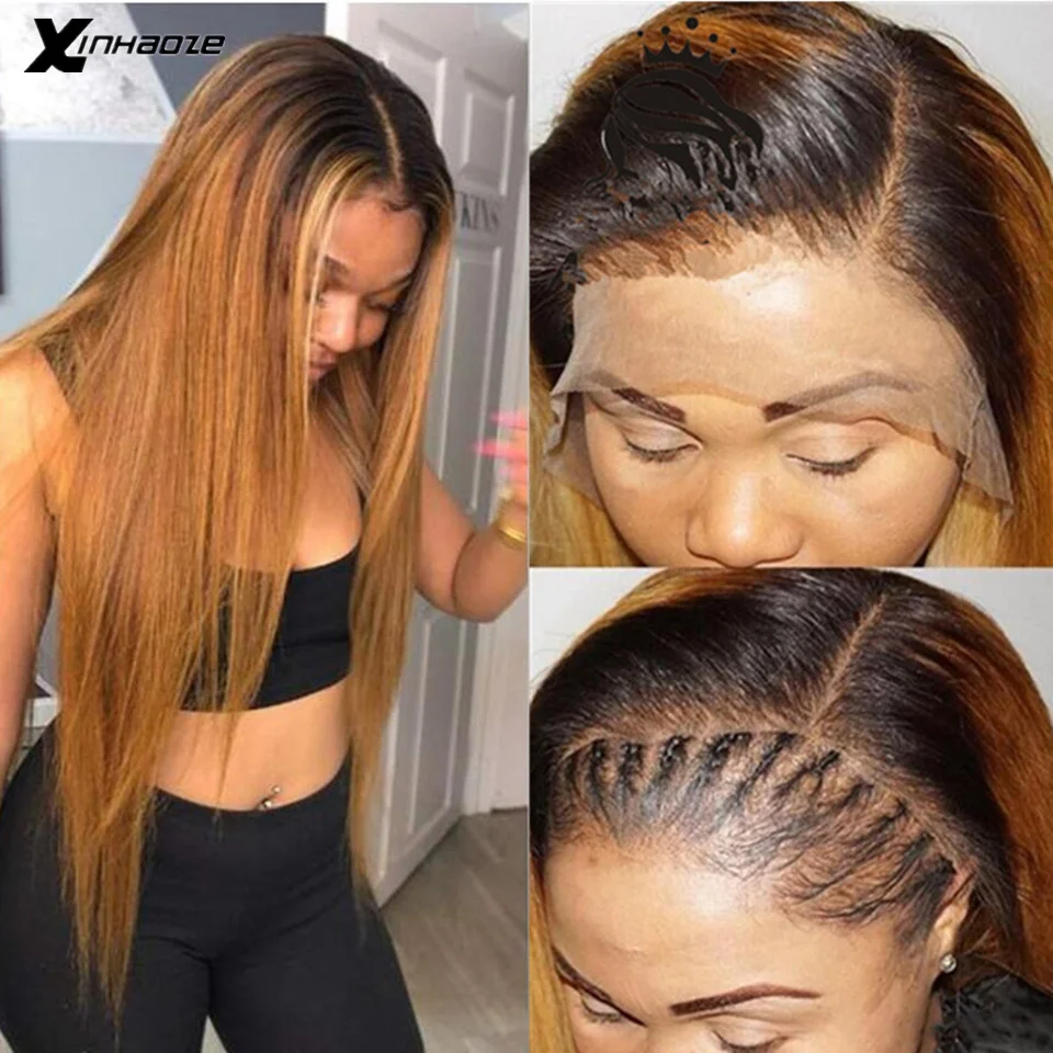13x4 #1b/27 Straight Lace Front Pre plucked Brazilian Human Hair Wigs Side/Middle Part Ombre Honey Blonde Human Hair Wigs
13x4 #1b/27 Straight Lace Front Pre plucked Brazilian Human Hair Wigs Side/Middle Part Ombre Honey Blonde Human Hair Wigs