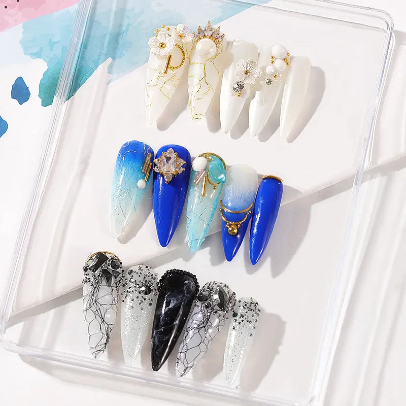 1pcs/Sheet Nail Art Stickers 3D DIY Beautiful Nail Mesh Gauze Decoration New Style Flakes Nail Art Tips Decals Accessories