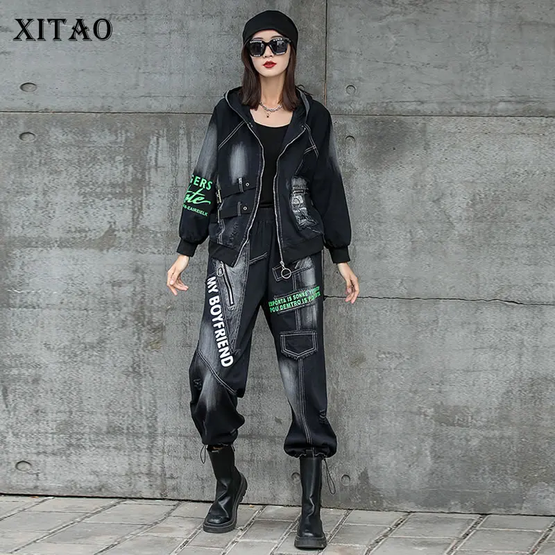Женский джинсовый костюм XITAO, джинсовая куртка и штаны свободного кроя, осень 2021
Женский джинсовый костюм XITAO, джинсовая куртка и штаны свободного кроя, осень 2021