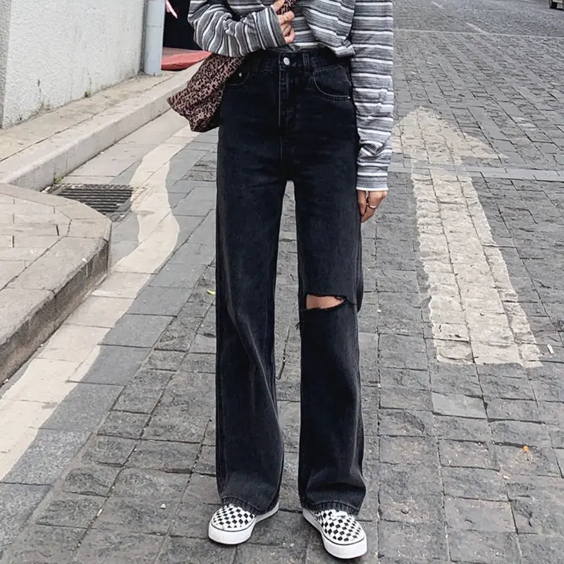 Women Jeans Solid Vintage Style Trendy Holes Loose Leisure Mopping High Waist Streetwear Ulzzang Female All-match Oversize Bf
Women Jeans Solid Vintage Style Trendy Holes Loose Leisure Mopping High Waist Streetwear Ulzzang Female All-match Oversize Bf