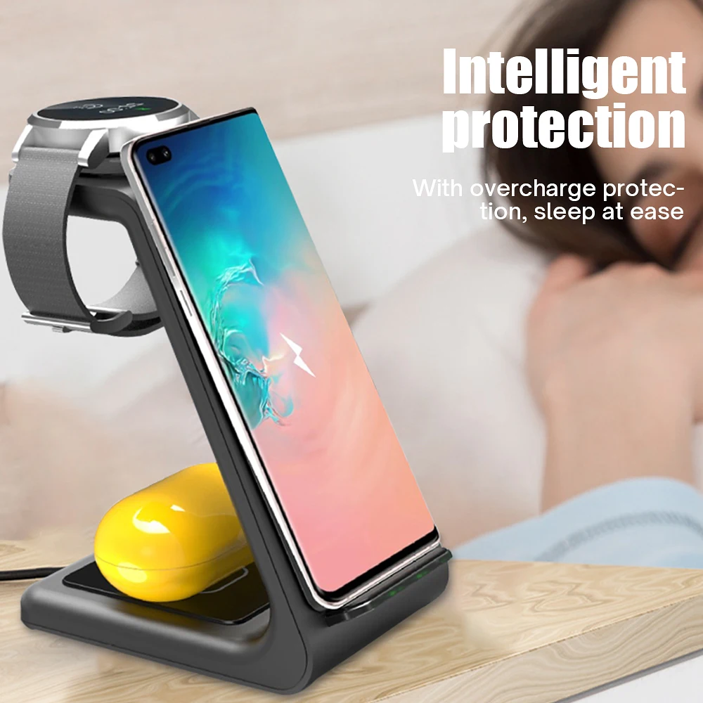 

10w 3 in 1 Fast Wireless Charger Dock Station Stand For Apple iWatch AirPods iPhone Android Phone Qi Quick inductive Charging