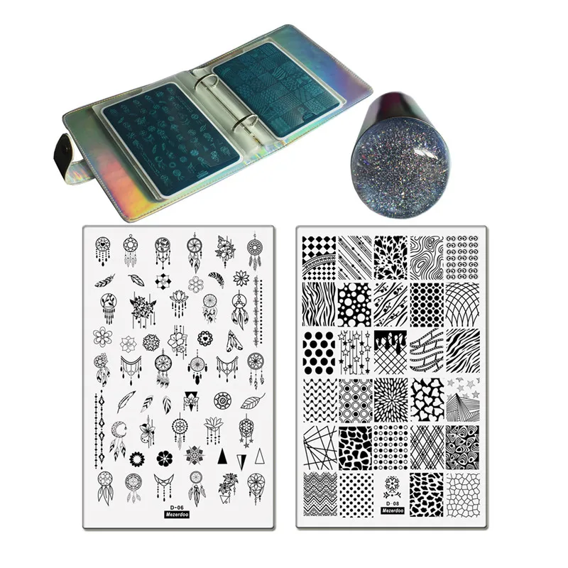2Pcs Large Nail Stamping Plates+1Rainbow Silicone Nail Stamping Set +1Holographic 20Slot Silver Laser Template Holder Tool Kits
2Pcs Large Nail Stamping Plates+1Rainbow Silicone Nail Stamping Set +1Holographic 20Slot Silver Laser Template Holder Tool Kits