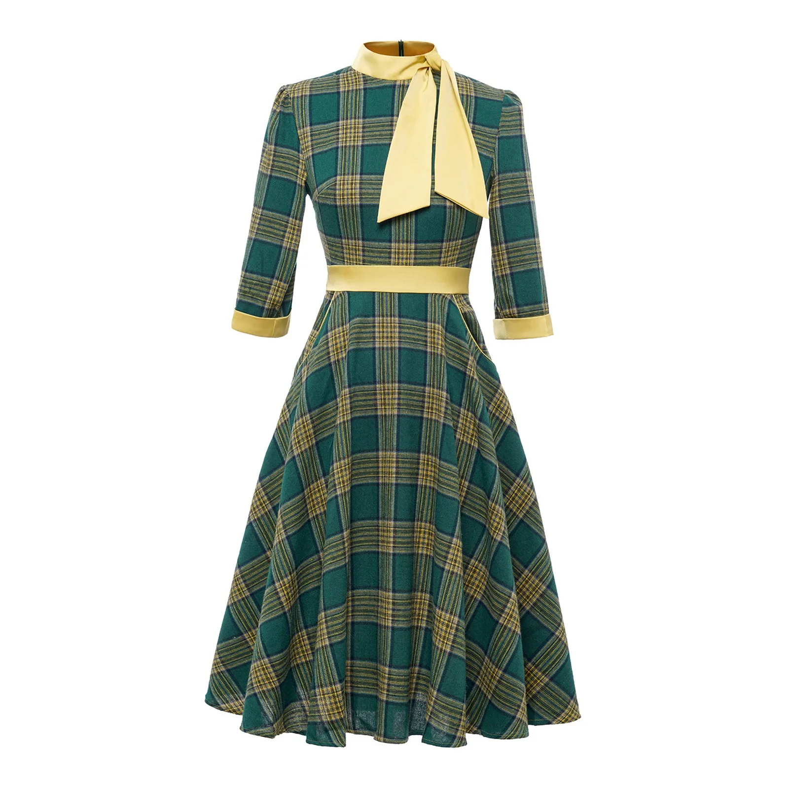 Trendyland Women's Girl's Vintage Elegant Plaid Dress Female Korean Necktie Lapel V Neck Middle Sleeve Large Swing Pleated Dress
Trendyland Women's Girl's Vintage Elegant Plaid Dress Female Korean Necktie Lapel V Neck Middle Sleeve Large Swing Pleated Dress