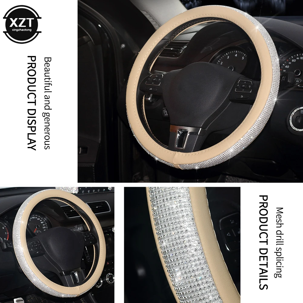 Rhinestones Crystal Car Steering Wheel Cover PU Leather Bling Steering-wheel covers Auto Accessories Case Car Styling
Rhinestones Crystal Car Steering Wheel Cover PU Leather Bling Steering-wheel covers Auto Accessories Case Car Styling
