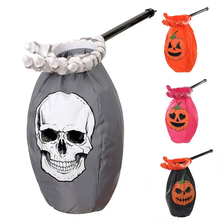 

Halloween Kids Trick or Treat Cosplay Costume for Children Plastic Ghost Hand Pumpkin Shape Candy Bag Ghost Print Carnival Party