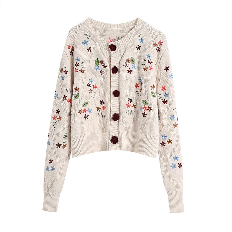 OLOMM Long Sleeve O-Neck Women's Sweater Spring New Elegant All-Match Knitted Sweater Flower Embroidery Cardigan Tops For Female 
OLOMM Long Sleeve O-Neck Women's Sweater Spring New Elegant All-Match Knitted Sweater Flower Embroidery Cardigan Tops For Female