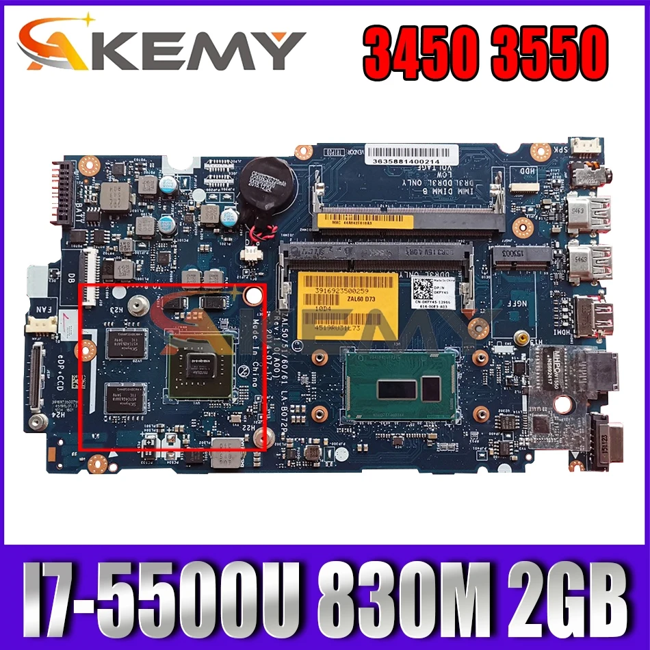 

Akemy I7-5500U 830 м 2 ГБ для ноутбука Dell Latitude 3450 3550 Материнская плата ZAL50/51/60/61 LA-B072P CN-0KFY45 KFY45 материнская плата 100% тестирование