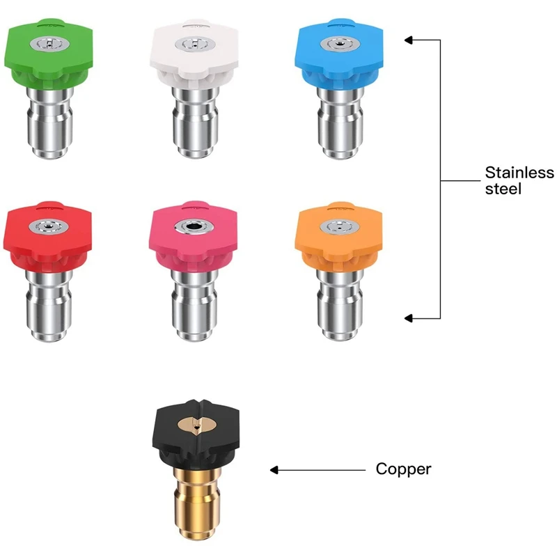 Pressure Washer Nozzle Spray Tips Full Set, 4000PSI 360 degree Rotating Turbo Nozzle, 1/4inch Quick Connect
Pressure Washer Nozzle Spray Tips Full Set, 4000PSI 360 degree Rotating Turbo Nozzle, 1/4inch Quick Connect