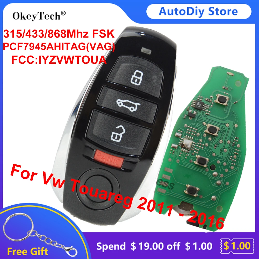 Пульт дистанционного управления OkeyTech 4BT FSK 315/433/868 МГц для Volkswagen/VW Touareg 2011-2016 PCF7945AChip IYZVWTOUA, с аварийным ключом 
Пульт дистанционного управления OkeyTech 4BT FSK 315/433/868 МГц для Volkswagen/VW Touareg 2011-2016 PCF7945AChip IYZVWTOUA, с аварийным ключом