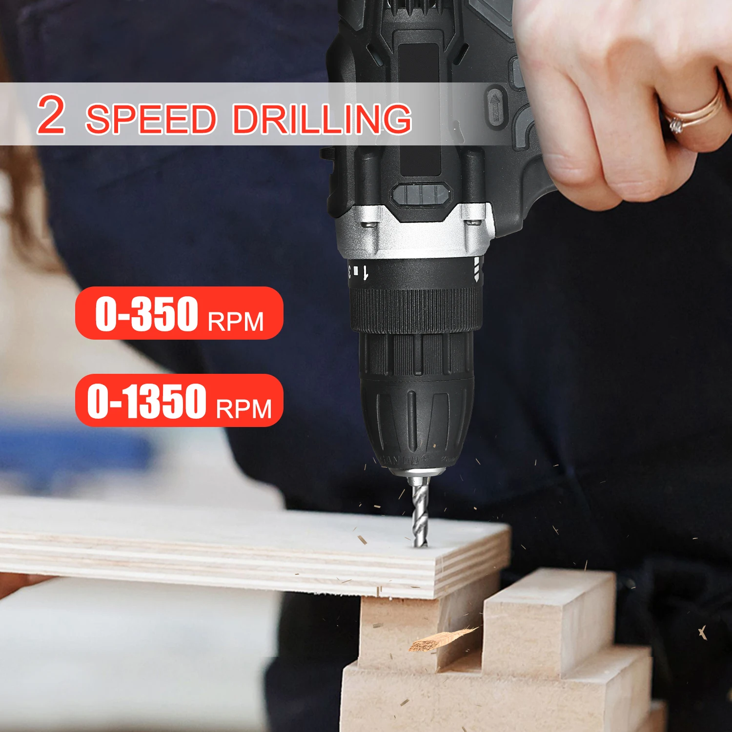 21V аккумуляторная электрическая дрель компьютеров комплект 2 Скорость