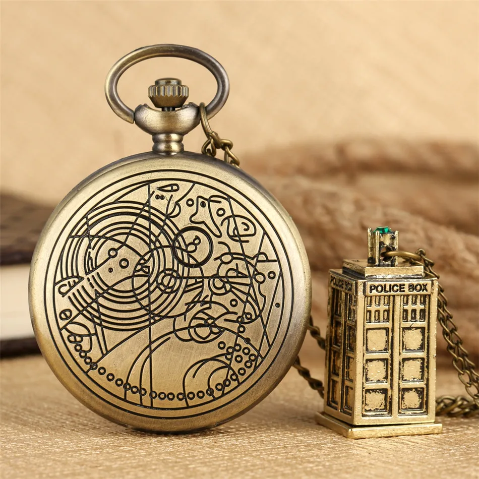 Винтажное кварцевое ожерелье карманные часы Изысканная полицейская шкатулка