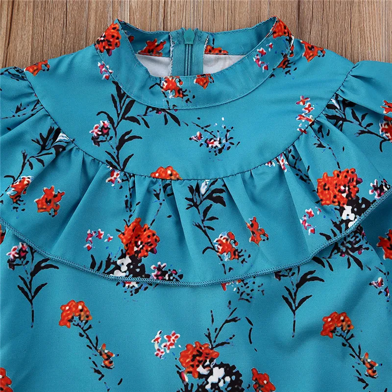 2PCS Sets Toddler Kids Baby Girl Ruffle Tops Floral T Shirt Mini Skirt Outfits Set Princess Clothes Clothings Sunsuits Sundress | Мать и