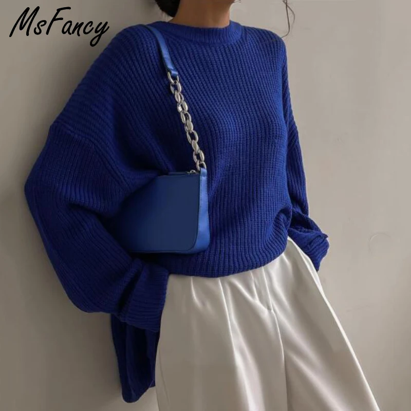 Msfancy Fall Sweaters Women Korean Fashion Blue O-neck Knitted Oversized Pullovers 2021 Long Sleeve Casual Tops
Msfancy Fall Sweaters Women Korean Fashion Blue O-neck Knitted Oversized Pullovers 2021 Long Sleeve Casual Tops