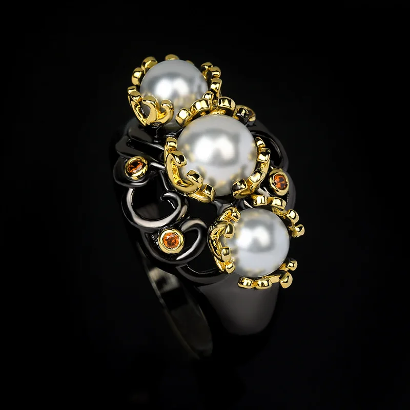 Exquisite Women's Jewelry Rings Inlaid Pearl Zircon Rings Elegant Women's Wedding Jewelry Black Gold Two-tone Jewelry
Exquisite Women's Jewelry Rings Inlaid Pearl Zircon Rings Elegant Women's Wedding Jewelry Black Gold Two-tone Jewelry