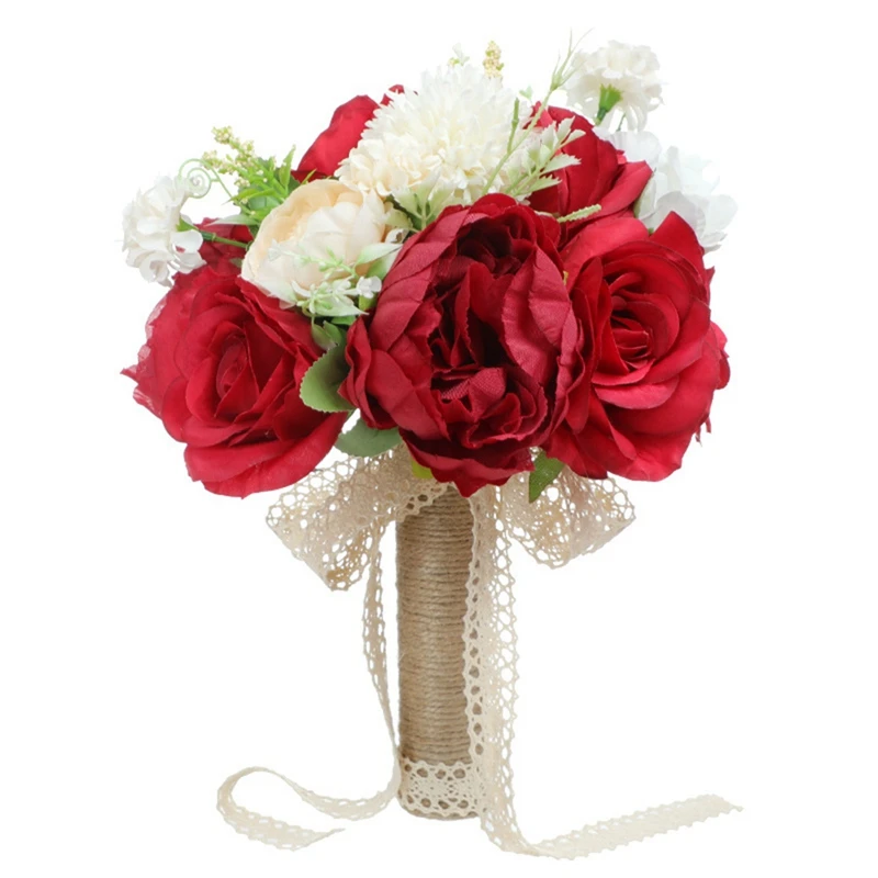 

Свадебный букет из красных роз, свадебный букет для невесты, букет невесты с искусственными цветами, букет для девочек