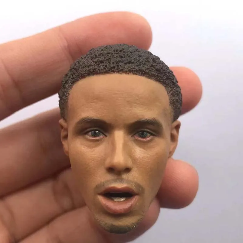 

1/6 Scale Basketball Stephen Curry Head Sculpt Black Man Open Mouth Male Soldier Head Carving Model Toy