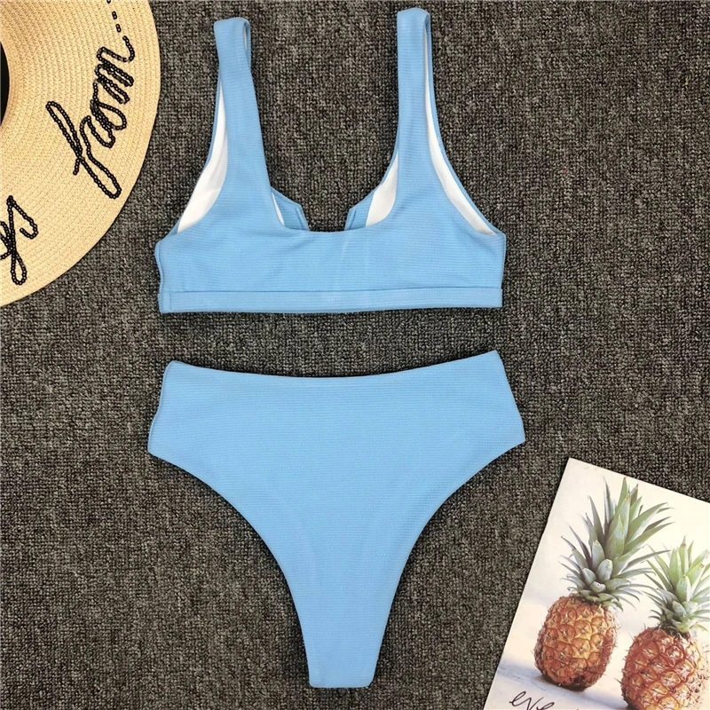 Sexy High Waist Bikini Swimsuit Women V-Neck Swimwear Solid Color Beach Bikini Set 2020 Mujer Female Beachwear Swim Bathing Suit
Sexy High Waist Bikini Swimsuit Women V-Neck Swimwear Solid Color Beach Bikini Set 2020 Mujer Female Beachwear Swim Bathing Suit