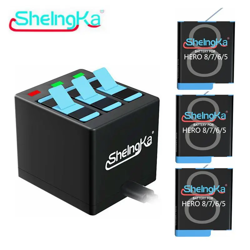 Оригинальный SheIngKa Hero8/7/6/5 Смарт IC батарея + Led Зарядное устройство для хранения GoPro