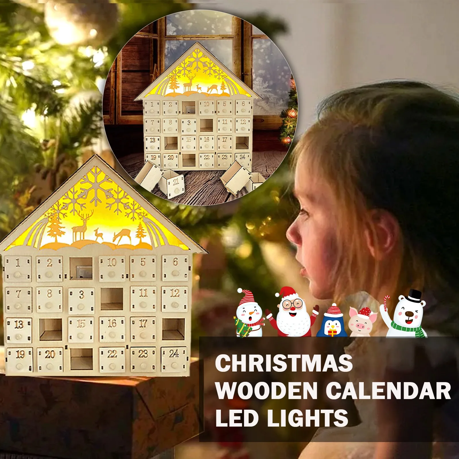 Christmas Wooden Advent Calendar Led Lighted Village House Santa Claus Countdown Ornament With Drawers Box Decorations Gift
Christmas Wooden Advent Calendar Led Lighted Village House Santa Claus Countdown Ornament With Drawers Box Decorations Gift