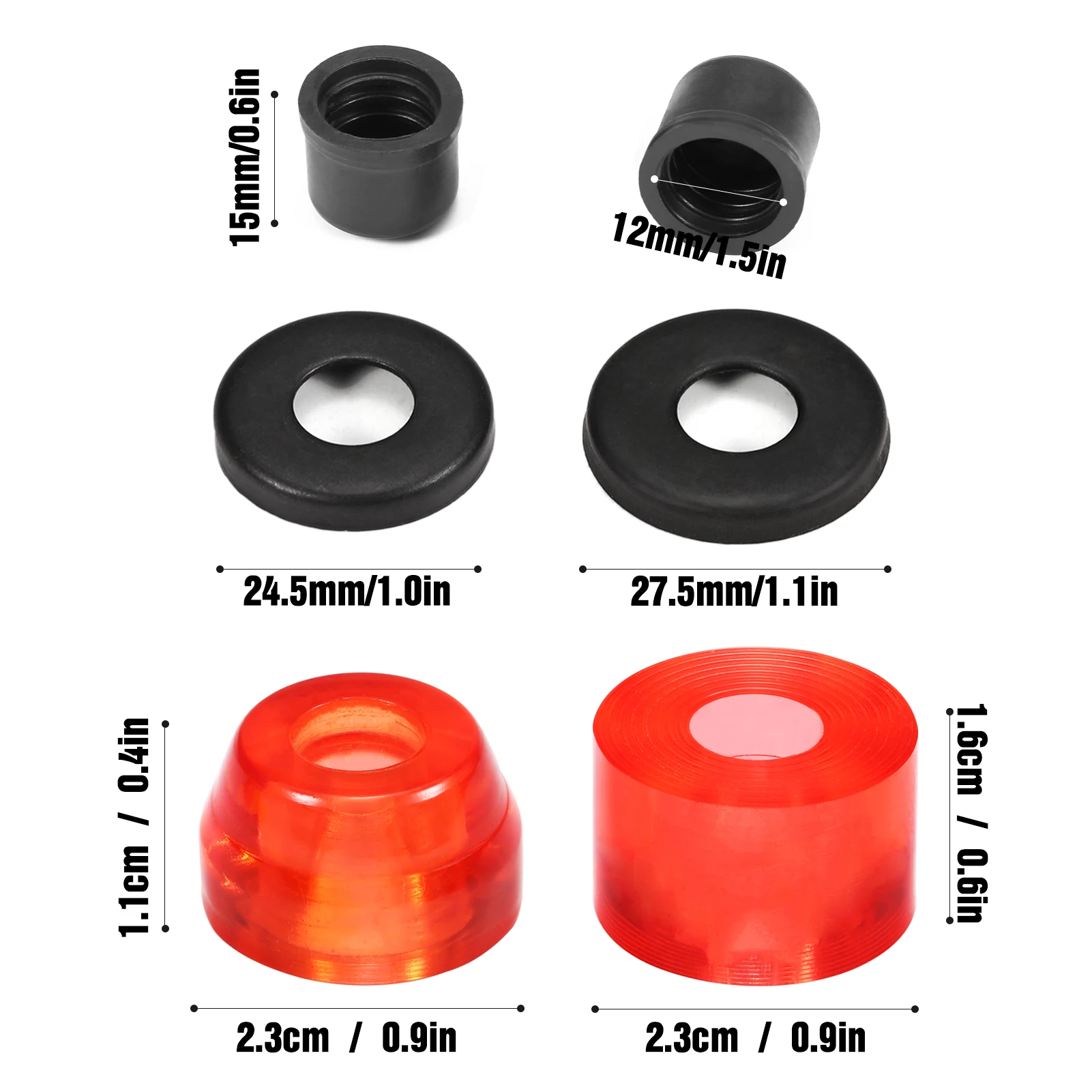 Skateboard Bushings Longboard Truck Rebuild Kit Bushings Washers Pivot Cups for 2 Trucks
Skateboard Bushings Longboard Truck Rebuild Kit Bushings Washers Pivot Cups for 2 Trucks