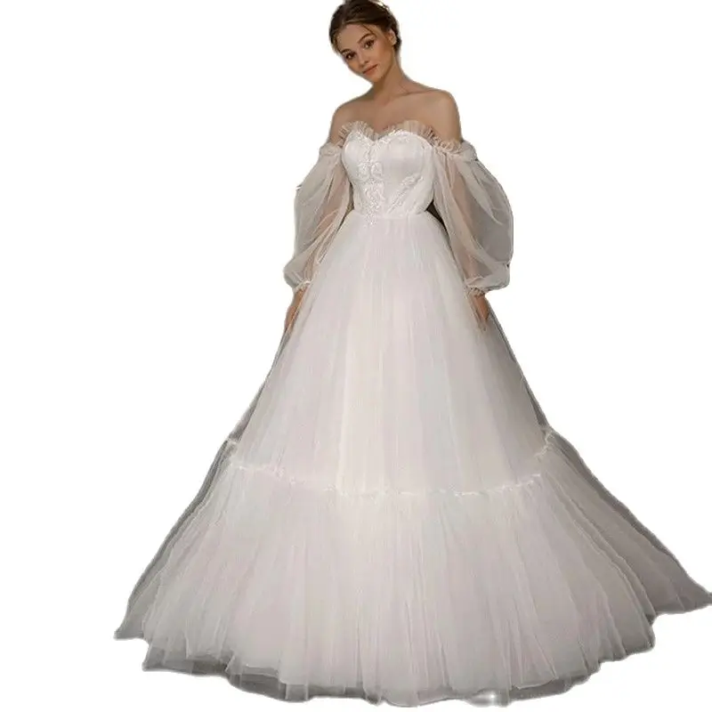 A Line Removable Puff Sleeves Boho Wedding Dress Tulle Corset Bridal Gowns Princess Floor Length Wedding Party Dress
A Line Removable Puff Sleeves Boho Wedding Dress Tulle Corset Bridal Gowns Princess Floor Length Wedding Party Dress