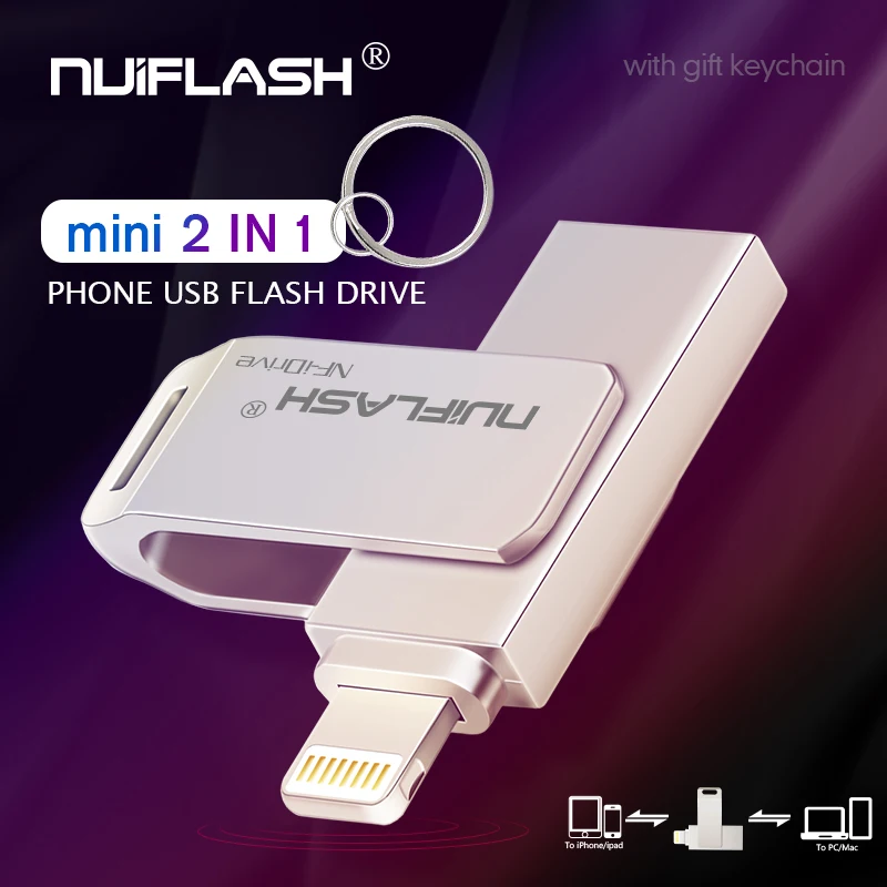 

Usb Flash Drive For iPhone 5 5S 6 6Plus 6S 7 7Plus 7S 8 8Plus X & iPad Pendrive USB/Lightning Disk On Key 128GB 64GB 32GB 16GB