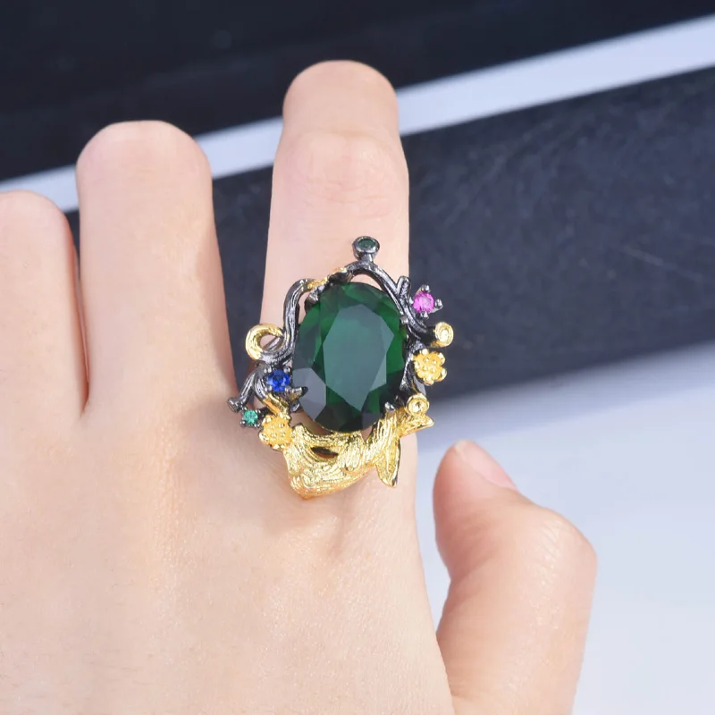 Retro Oval Blue Zircon Wedding Rings for Women Elegant Lady Black Gold Color flower Tree Ring Female Party Jewelry Accessories
Retro Oval Blue Zircon Wedding Rings for Women Elegant Lady Black Gold Color flower Tree Ring Female Party Jewelry Accessories