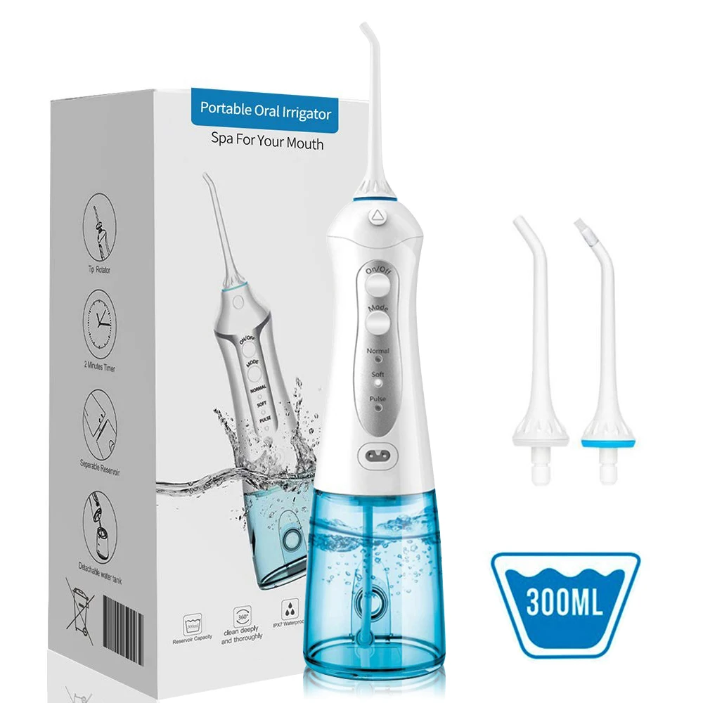 300ml Portable Electric Oral Irrigator Teeth Cleaning Device Dental Floss Water Flosser Dental Irrigator Teeth Cleaner+2 Jet
300ml Portable Electric Oral Irrigator Teeth Cleaning Device Dental Floss Water Flosser Dental Irrigator Teeth Cleaner+2 Jet