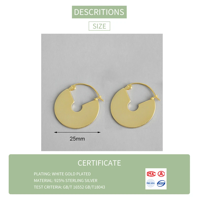 VIVILADY European Geometric Sector 925 Sterling Silver Women Hoop Earrings Trendy Gold Silver Round Charm Jewelry Brincos
VIVILADY European Geometric Sector 925 Sterling Silver Women Hoop Earrings Trendy Gold Silver Round Charm Jewelry Brincos