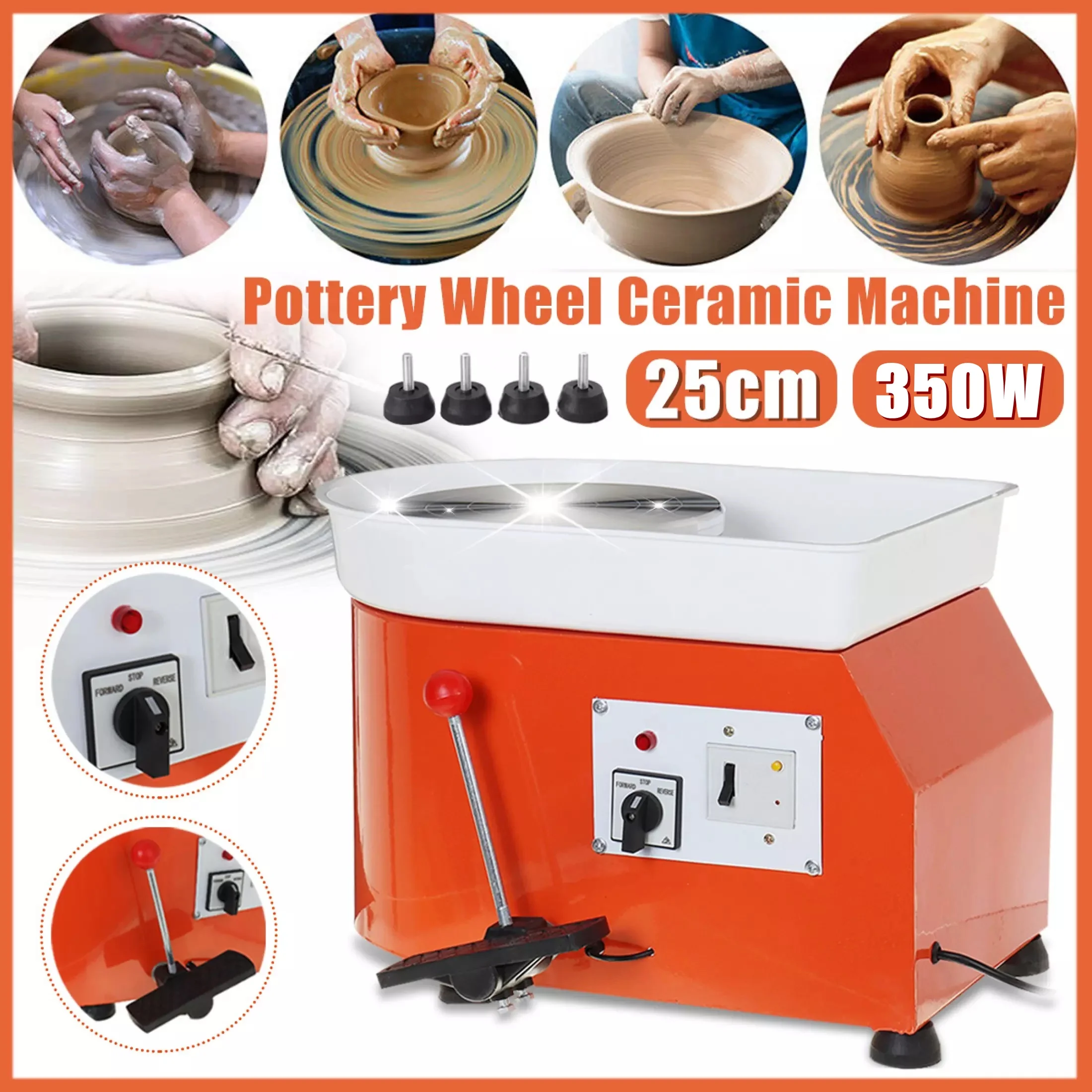 

25CM Turning Electric Pottery Wheel Ceramic Machine 220V 350W DIY Mini Ceramic Clay Pottery Forming Tools for Art Ceramic Works