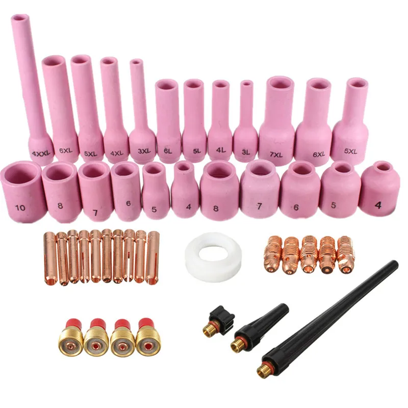 46Pcs Welding Torches TIG Gas Lens Collet Body Kit For TIG Welding Torch SR WP9 20 Tools Kits Assorted Size
46Pcs Welding Torches TIG Gas Lens Collet Body Kit For TIG Welding Torch SR WP9 20 Tools Kits Assorted Size