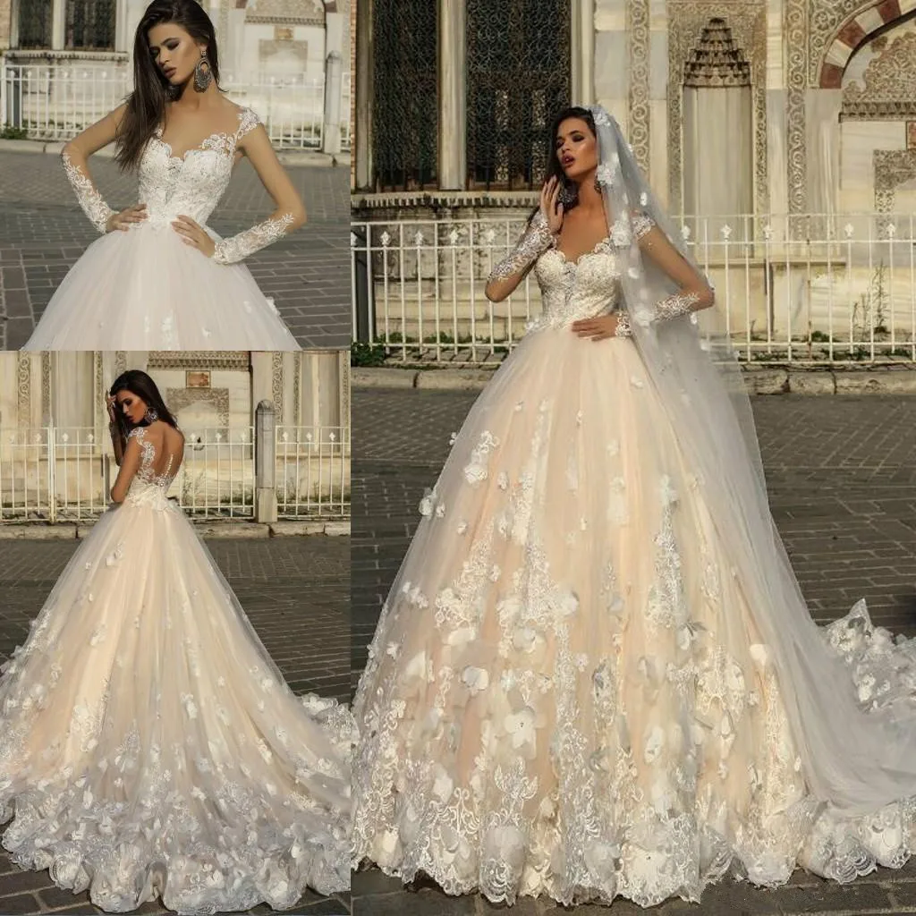 Gorgeous Lace Appliques A Line Wedding Dresses Sheer Long Sleeve Beaded Cathedral Train Bridal Gowns Button Back Custom Made
Gorgeous Lace Appliques A Line Wedding Dresses Sheer Long Sleeve Beaded Cathedral Train Bridal Gowns Button Back Custom Made